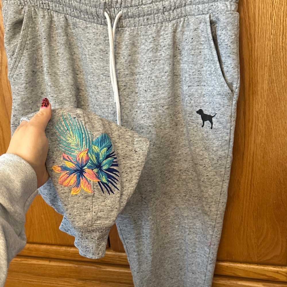 Pink hibiscus joggers